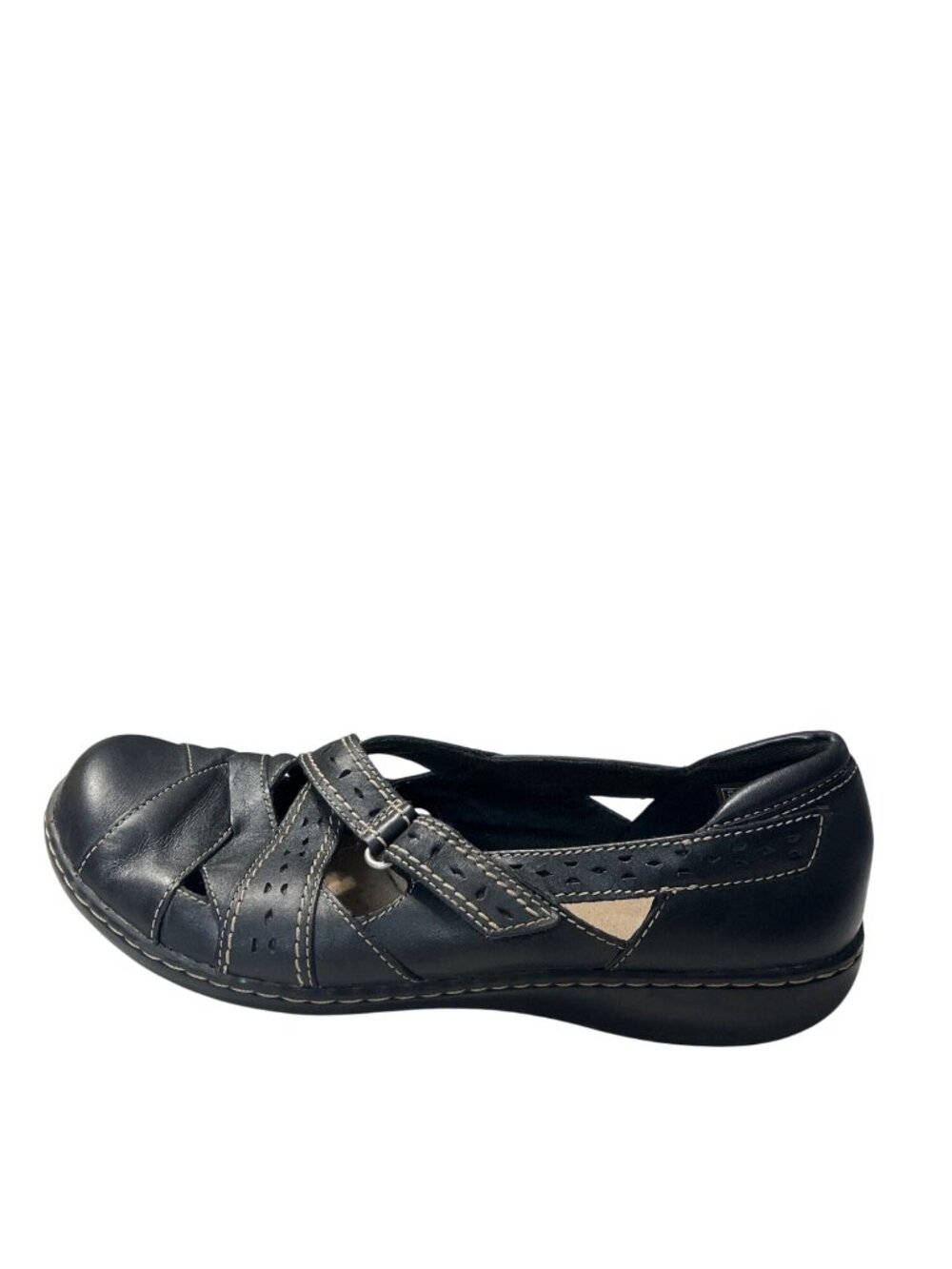 Clarks Womens Black Leather Mary Jane Flats